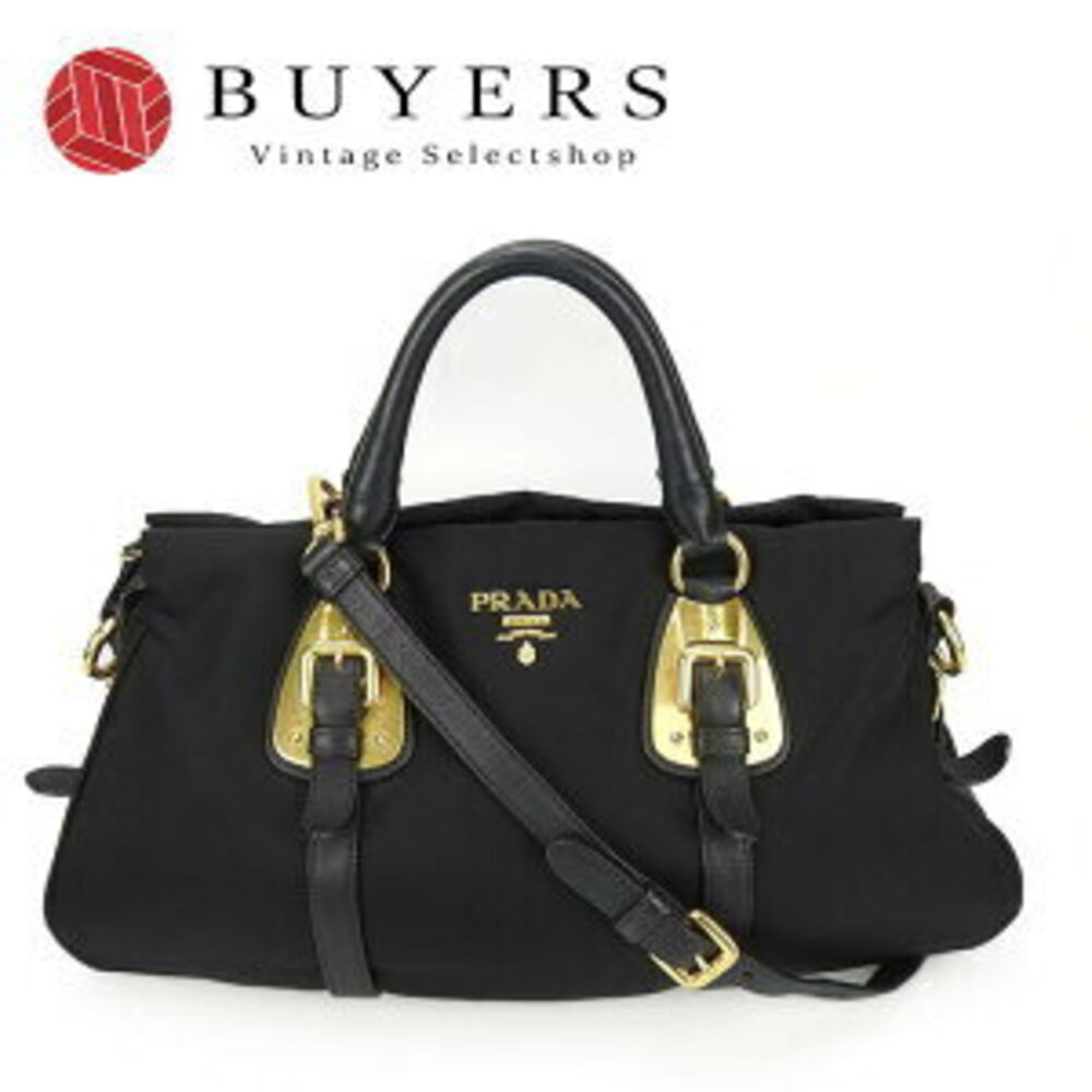 PRADA handbag shoulder bag leather Nero Black crossbody soft calfskin